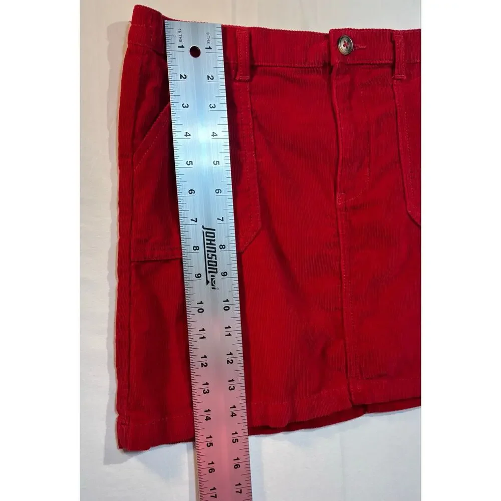 Wonder Nation Red Corduroy Mini Skirt Plus L 10-12 Cotton Pockets Casual